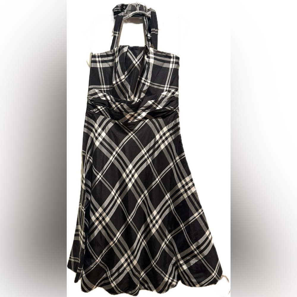 White House Black Market black & white plaid fit & flare convertible dress 4